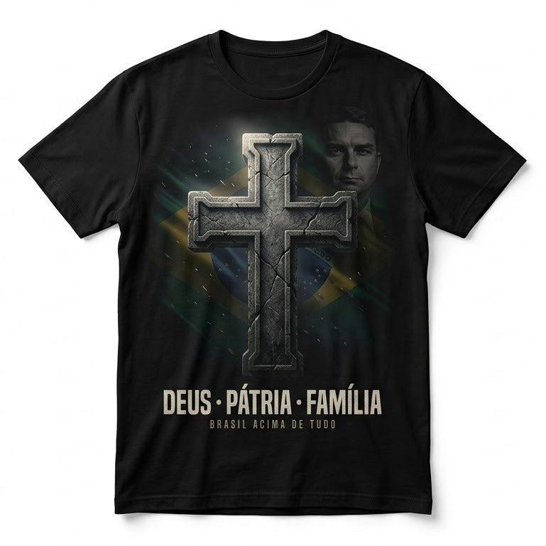 Camiseta Flavio Bolsonaro - Deus, Pátria e Família