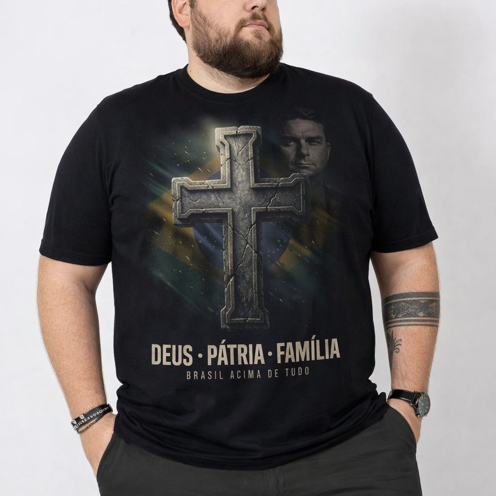 Camiseta Flavio Bolsonaro - Deus, Pátria e Família