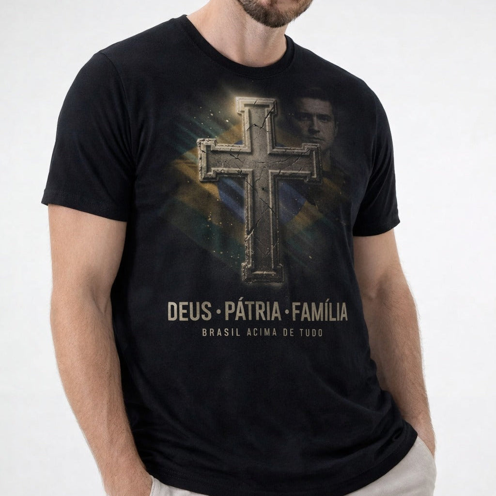 Camiseta Flavio Bolsonaro - Deus, Pátria e Família